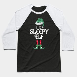 The Sleepy Christmas Elf Matching Pajama Family Party Gift Baseball T-Shirt